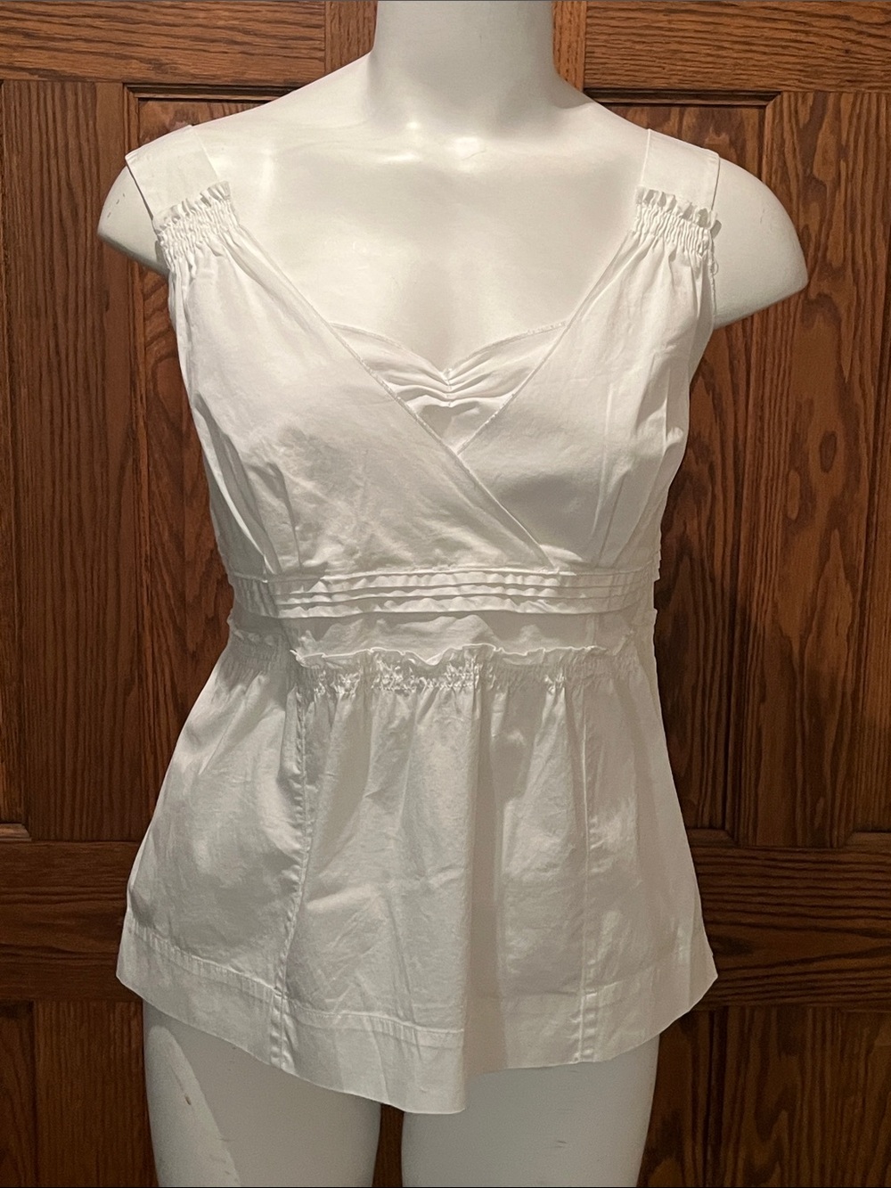 NWOT Ann Taylor V-Neck Smocked Waist Peplum Blouse M